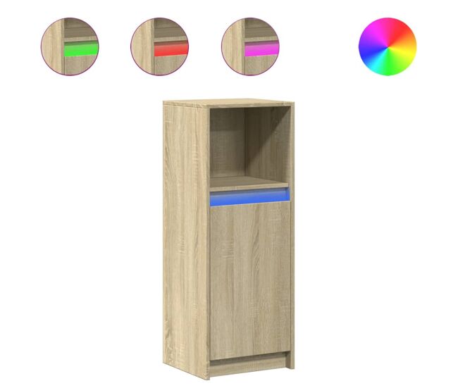 Aparador - mueble de almacenamiento con led madera de ingeniería roble sonoma 38x34x100 cm es1888