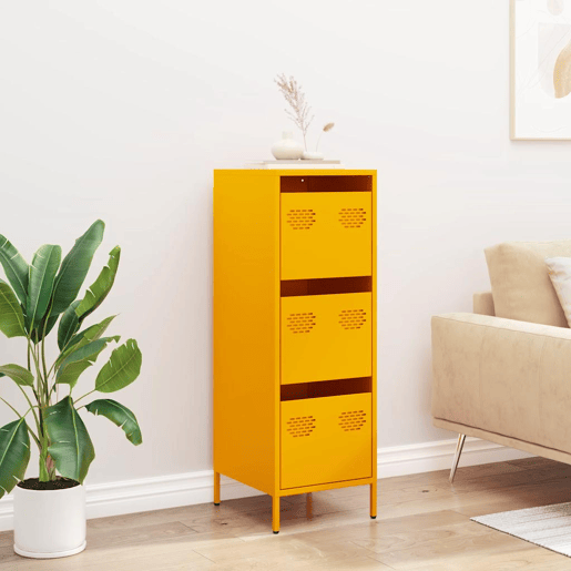 Aparador - Bufete - Móvei de apoio alto 39x35x103,5 cm aço amarelo mostarda pt2179