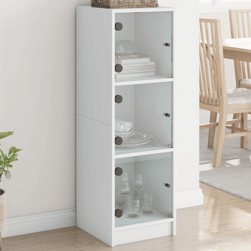 Aparador - Bufete - Móvei de apoio alto c portas de vidro 35x37x109 cm branco pt2130