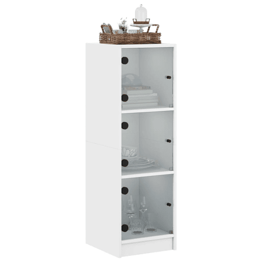 Aparador - Bufete - Móvei de apoio alto c portas de vidro 35x37x109 cm branco pt2130
