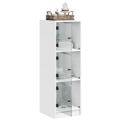 Aparador - Bufete - Móvei de apoio alto c portas de vidro 35x37x109 cm branco pt2130