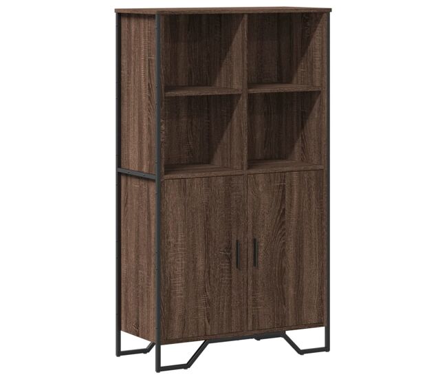 Aparador alto - mueble de almacenamiento madera ingeniería marrón roble 79,5x35,5x137,5 cm es1476