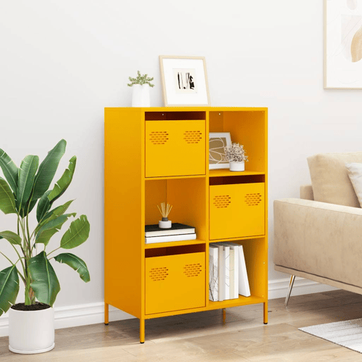 Armário alto - Bufete - Móvei de apoio 68x39x103,5 cm aço amarelo mostarda pt2185
