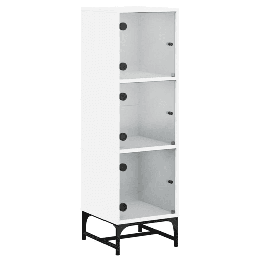 Aparador - Bufete - Móvei de apoio alto c portas de vidro 35x37x120 cm branco pt2131