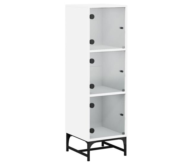 Aparador - mueble de almacenamiento con puertas de vidrio blanco 35x37x120 cm es2131