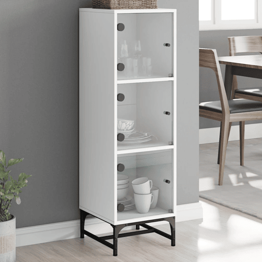 Aparador - Bufete - Móvei de apoio alto c portas de vidro 35x37x120 cm branco pt2131