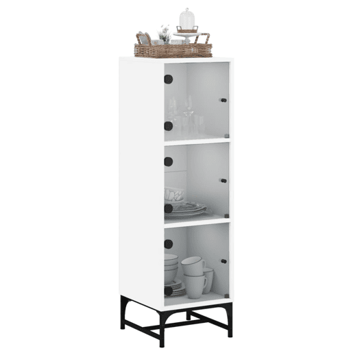 Aparador - Bufete - Móvei de apoio alto c portas de vidro 35x37x120 cm branco pt2131