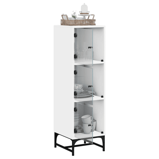 Aparador - Bufete - Móvei de apoio alto c portas de vidro 35x37x120 cm branco pt2131