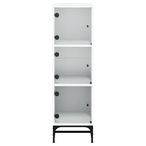 Aparador - Bufete - Móvei de apoio alto c portas de vidro 35x37x120 cm branco pt2131