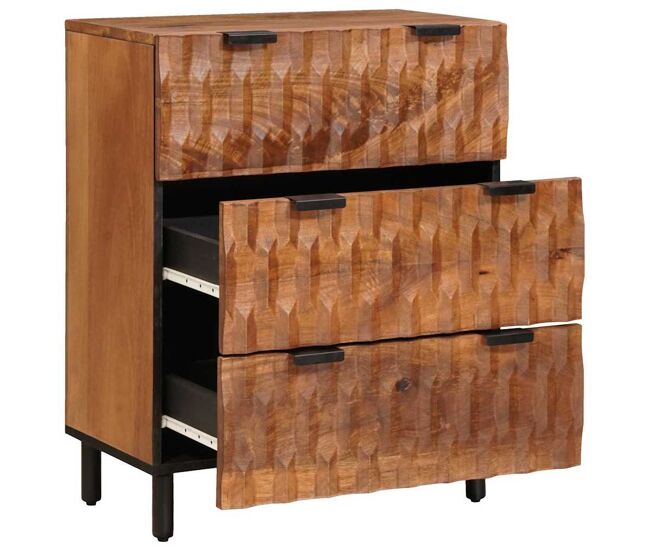 Aparador - mueble de almacenamiento acabado de acacia marrón 60 x 33 x 75 cm es78