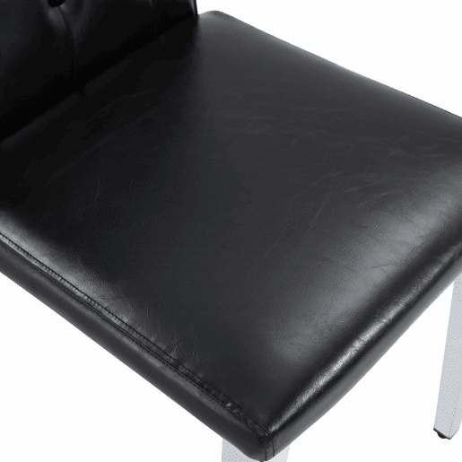 Conjunto de 4 cadeiras de jantar - Preto com acabamento em prata brilhante - Luxo leve