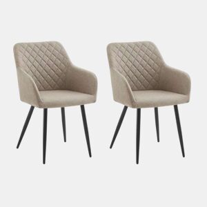 Conjunto de 2 cadeiras de jantar Diamond, conjunto de 2 cadeiras estofadas para sala de estar, cadeiras para sala de estar - Bege