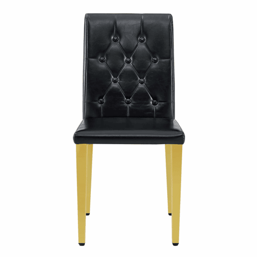 Conjunto de 4 cadeiras de jantar - Design elegante com pernas metálicas douradas - Preto e dourado