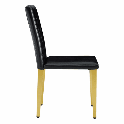 Conjunto de 4 cadeiras de jantar - Design elegante com pernas metálicas douradas - Preto e dourado