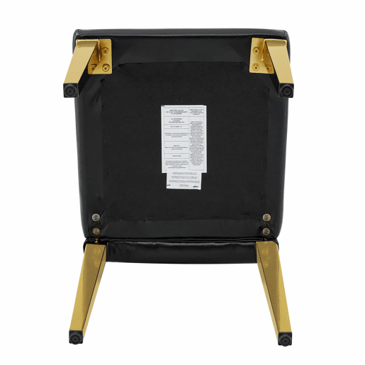 Conjunto de 4 cadeiras de jantar - Design elegante com pernas metálicas douradas - Preto e dourado