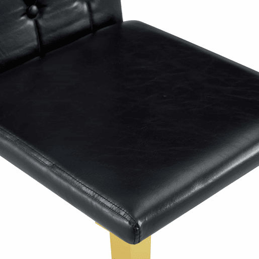 Conjunto de 4 cadeiras de jantar - Design elegante com pernas metálicas douradas - Preto e dourado