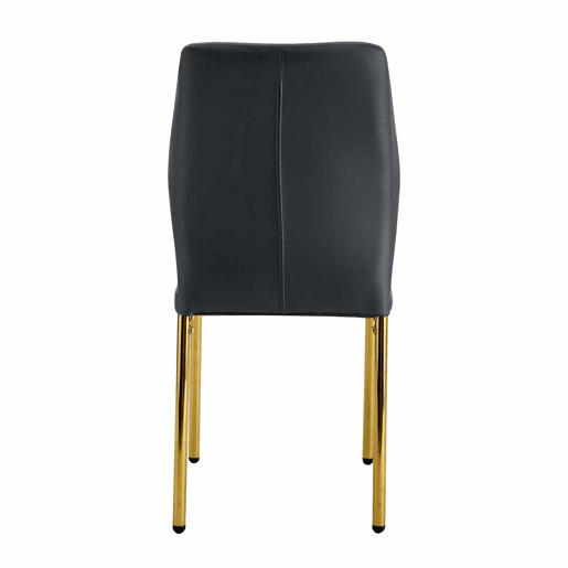 Conjunto de 4 cadeiras de jantar - Estilo leve e luxuoso, encosto em PU preto com gravação vertical + pernas metálicas douradas - Preto+Dourado