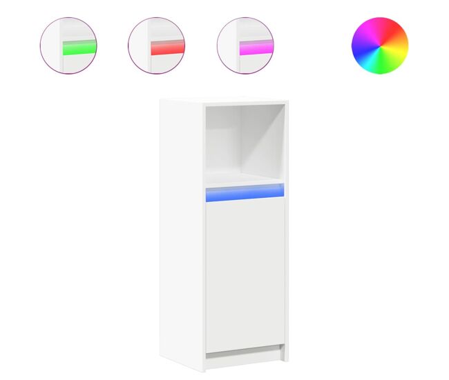 Aparador - mueble de almacenamiento con luz led madera de ingeniería blanco 38x34x100 cm es2110
