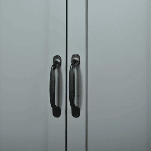 Aparador moderno com gavetas de diferentes tamanhos e compartimento para caixote do lixo com prateleira externa para especiarias para cozinha, sala de estar e sala de jantar - Cinza