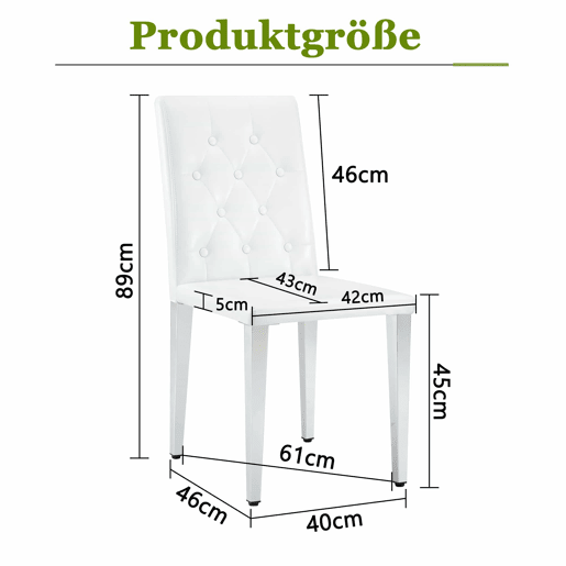 Cadeiras de sala de jantar 4 unidades - Luxo leve, pernas metálicas prateadas - Branco+Prata