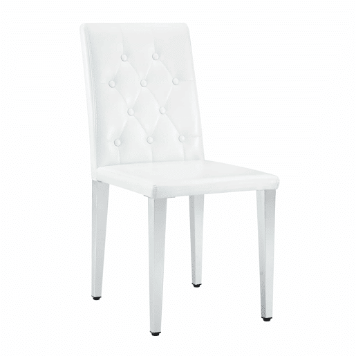 Cadeiras de sala de jantar 4 unidades - Luxo leve, pernas metálicas prateadas - Branco+Prata