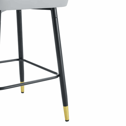 2º conjunto de bancos de bar, 100 cm - couro PU cinza claro com estrutura metálica preta e apoio para os pés confortável - Preto, Cinza Claro