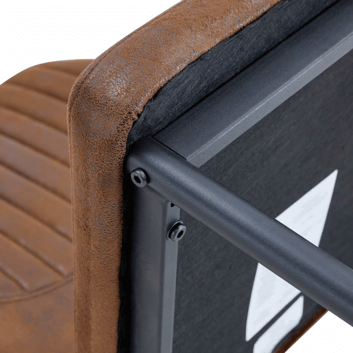 Conjunto de 4 cadeiras de jantar estilo leve-luxuoso - Encosto castanho em tecido técnico com padrão vertical + pernas em metal preto