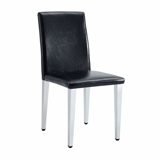 Conjunto de 2 cadeiras de jantar - design minimalista em couro sintético PU com pernas metálicas - preto e prateado