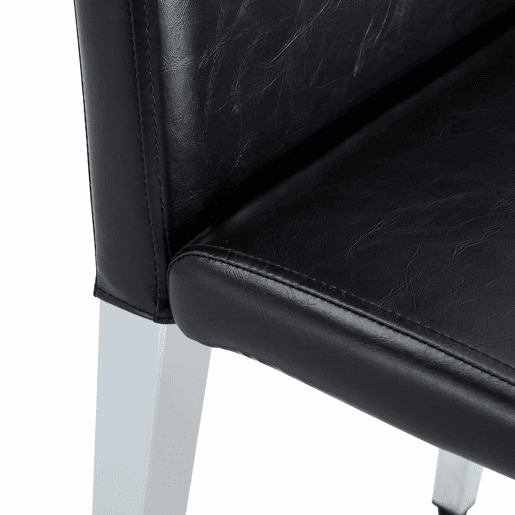 Conjunto de 2 cadeiras de jantar - design minimalista em couro sintético PU com pernas metálicas - preto e prateado