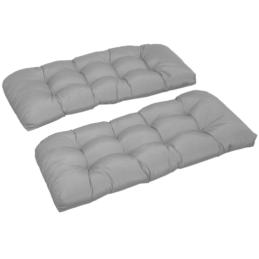 Outsunny Almofada para Banco de 2 Lugares 110x48x8 cm Almofada Retangular para Interiores e Exteriores Lavável com 8 Botões e Assento Confortável Cinzento