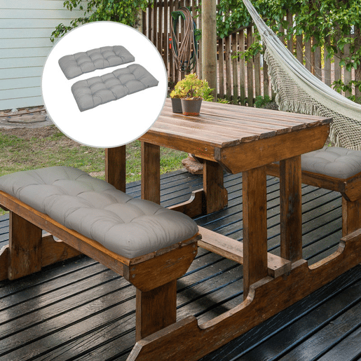 Outsunny Almofada para Banco de 2 Lugares 110x48x8 cm Almofada Retangular para Interiores e Exteriores Lavável com 8 Botões e Assento Confortável Cinzento