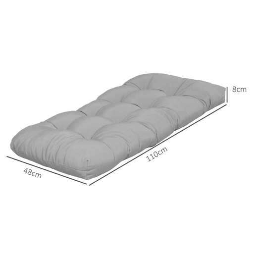 Outsunny Almofada para Banco de 2 Lugares 110x48x8 cm Almofada Retangular para Interiores e Exteriores Lavável com 8 Botões e Assento Confortável Cinzento