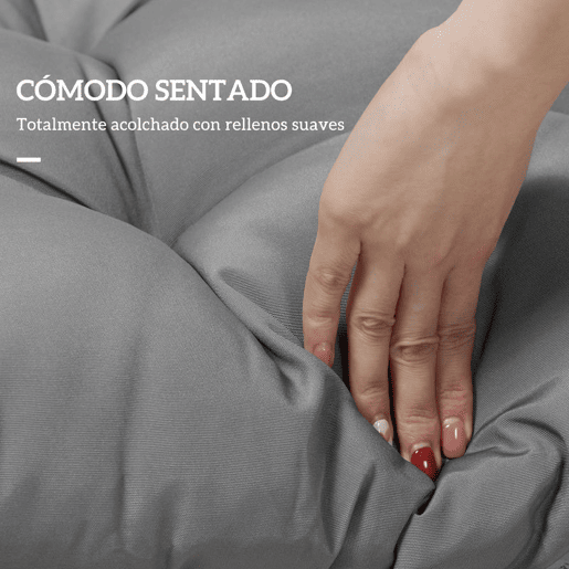 Outsunny Almofada para Banco de 2 Lugares 110x48x8 cm Almofada Retangular para Interiores e Exteriores Lavável com 8 Botões e Assento Confortável Cinzento