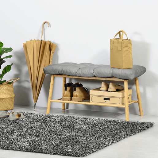 Outsunny Almofada para Banco de 2 Lugares 110x48x8 cm Almofada Retangular para Interiores e Exteriores Lavável com 8 Botões e Assento Confortável Cinzento