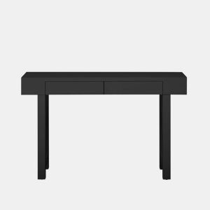 Consola de entrada estreita - com gavetas, régua com tomadas, design em grelha e pés ajustáveis - Preto
