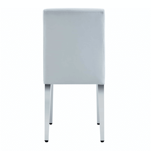 Cadeiras de sala de jantar 2 unidades - design minimalista, estofadas em PU cinza claro com pernas metálicas prateadas - Cinza claro e Prateado