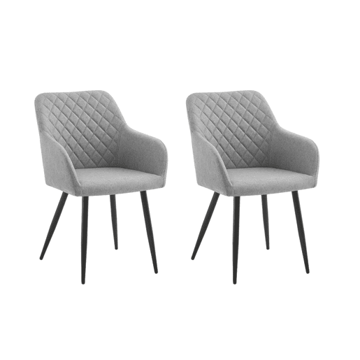 Conjunto de 2 cadeiras de jantar Diamond, conjunto de 2 cadeiras estofadas para sala de estar, cadeiras para sala de estar - Cinza