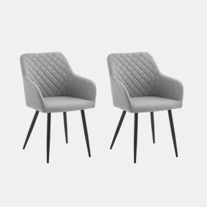Conjunto de 2 cadeiras de jantar Diamond, conjunto de 2 cadeiras estofadas para sala de estar, cadeiras para sala de estar - Cinza