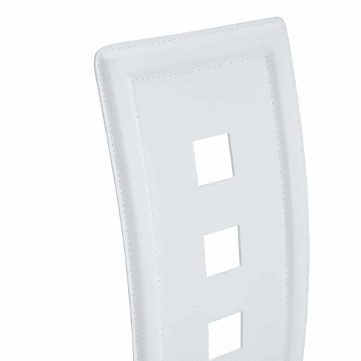 Cadeiras de sala de jantar 2 peças - Design europeu com padrão perfurado, PU branco + pernas metálicas prateadas - Branco+Prateado