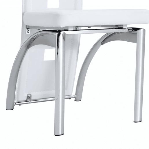 Cadeiras de sala de jantar 2 peças - Design europeu com padrão perfurado, PU branco + pernas metálicas prateadas - Branco+Prateado