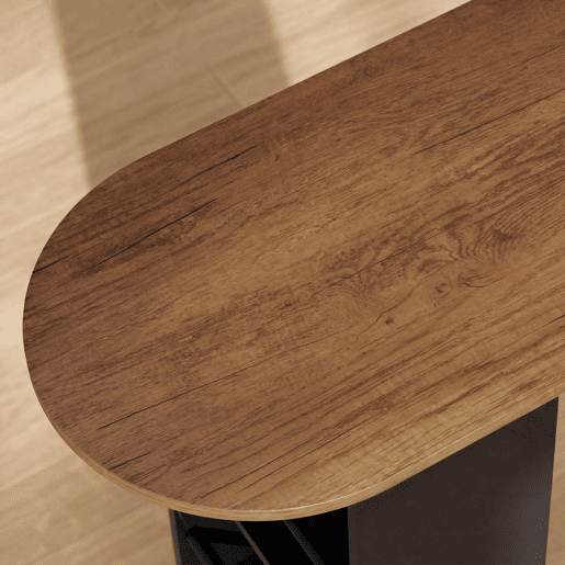 HOMCOM Mesa de Bar Extensível e Giratória 360° Mesa Alta de Cozinha com Prateleiras Abertas e 2 Portas de Vidro 150x80x105,5 cm Preto e Madeira