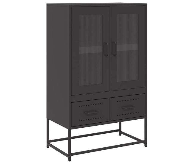 Aparador - mueble de almacenamiento de acero negro 68x39x111,5 cm es2346