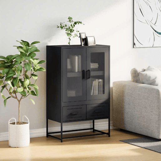Armário alto - Bufete - Móvei de apoio 68x39x111,5 cm aço preto pt2346