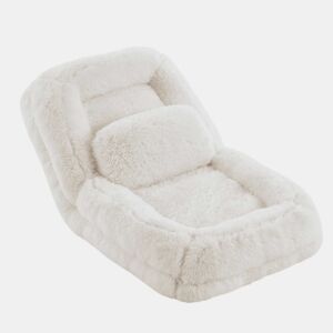 Sofá tipo cama humana - encosto ajustável em 5 posições, sofá preguiçoso para jogos, meditação e relaxamento, tecido felpudo - Bege
