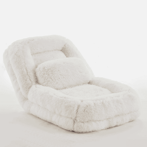 Sofá tipo cama humana - encosto ajustável em 5 posições, sofá preguiçoso para jogos, meditação e relaxamento, tecido felpudo - Bege