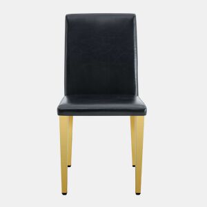 Conjunto de 2 cadeiras de jantar - design minimalista em PU preto com pernas metálicas douradas - preto e dourado