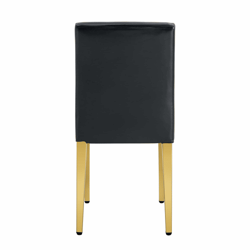 Conjunto de 2 cadeiras de jantar - design minimalista em PU preto com pernas metálicas douradas - preto e dourado