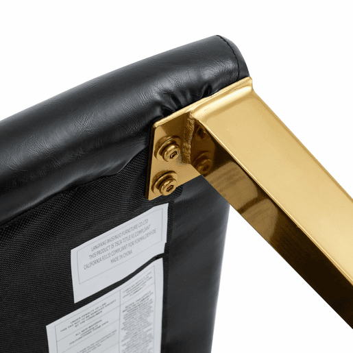 Conjunto de 2 cadeiras de jantar - design minimalista em PU preto com pernas metálicas douradas - preto e dourado