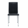 Cadeiras de sala de jantar, 4 unidades - design minimalista de luxo europeu leve, assento em pele sintética preta e pernas metálicas prateadas - preto e prateado