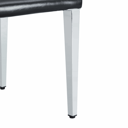 Cadeiras de sala de jantar, 4 unidades - design minimalista de luxo europeu leve, assento em pele sintética preta e pernas metálicas prateadas - preto e prateado